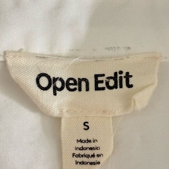 Open Edit Women White Organic Cotton Poplin Oversize Button Down Blouse Small - Picture 5 of 13